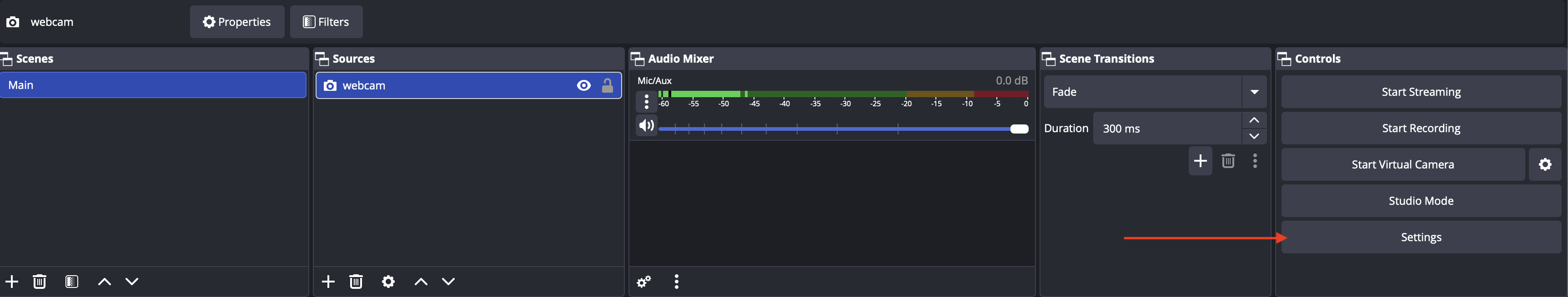 Настройки стрима